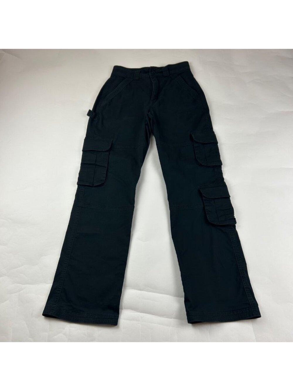 Abercrombie Black Canvas High Rise Straight Leg Cargo Pant 00R 24R